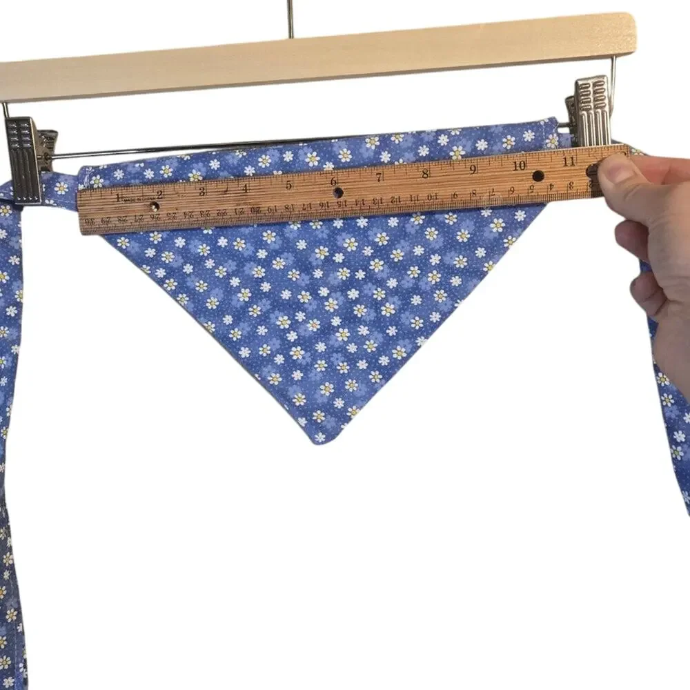 Handmade Medium Blue Daisy Print Bandana Tie-Neck Pet Scarf